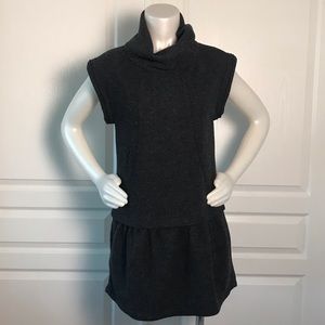 GREY WOOL KNIT COWLNECK DROP WAIST‎ DRESS